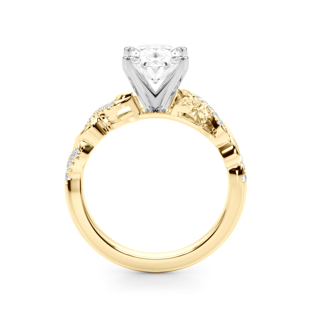 Dazzling Center Oval Diamond Engagement Ring — 9K/18K Gold & Platinum
