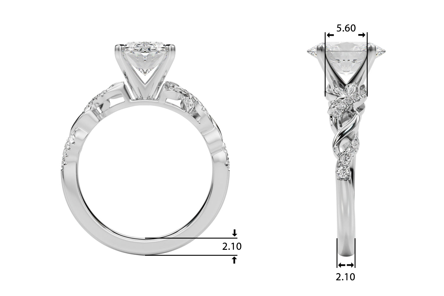Dazzling Center Oval Diamond Engagement Ring — 9K/18K Gold & Platinum