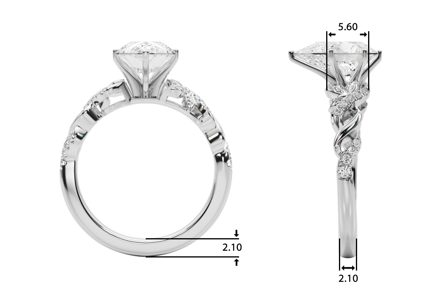 Dazzling Center Oval Diamond Engagement Ring — 9K/18K Gold & Platinum