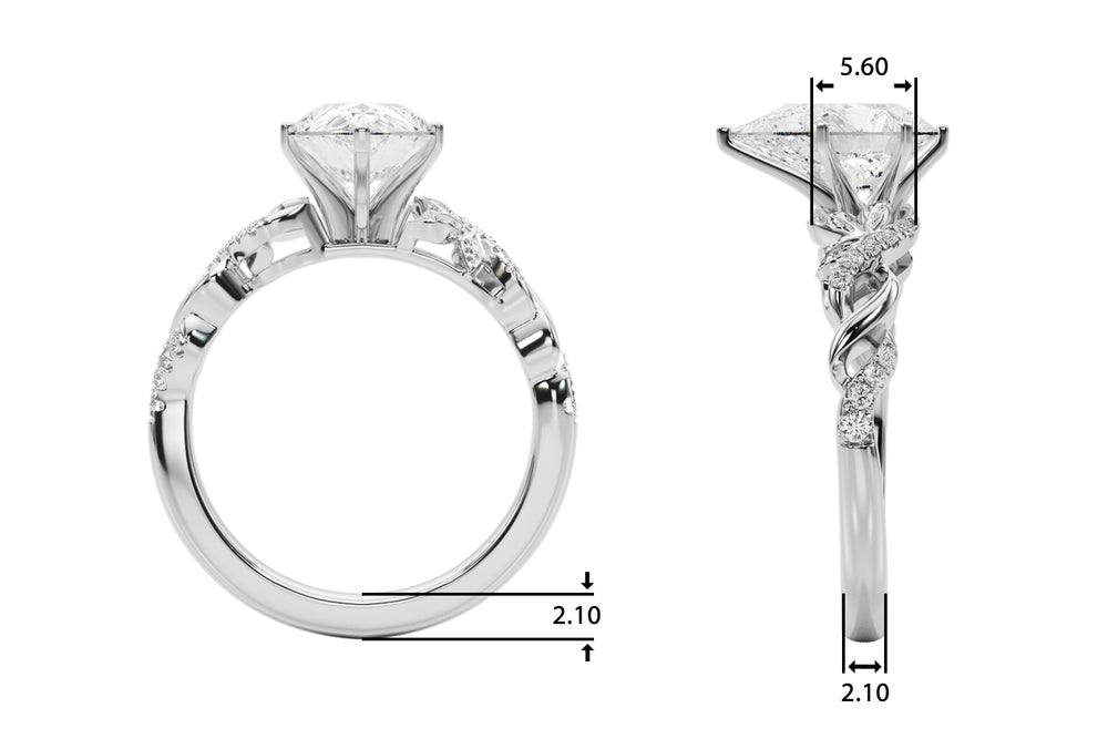 Dazzling Center Oval Diamond Engagement Ring — 9K/18K Gold & Platinum