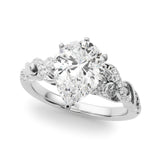 Dazzling Center Oval Diamond Engagement Ring — 9K/18K Gold & Platinum
