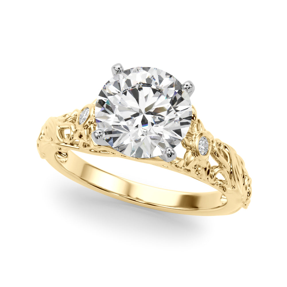 Splendid Center Round Diamond Engagement Ring — 9K/18K Gold & Platinum