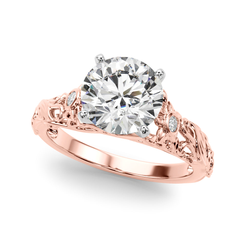 Splendid Center Round Diamond Engagement Ring — 9K/18K Gold & Platinum