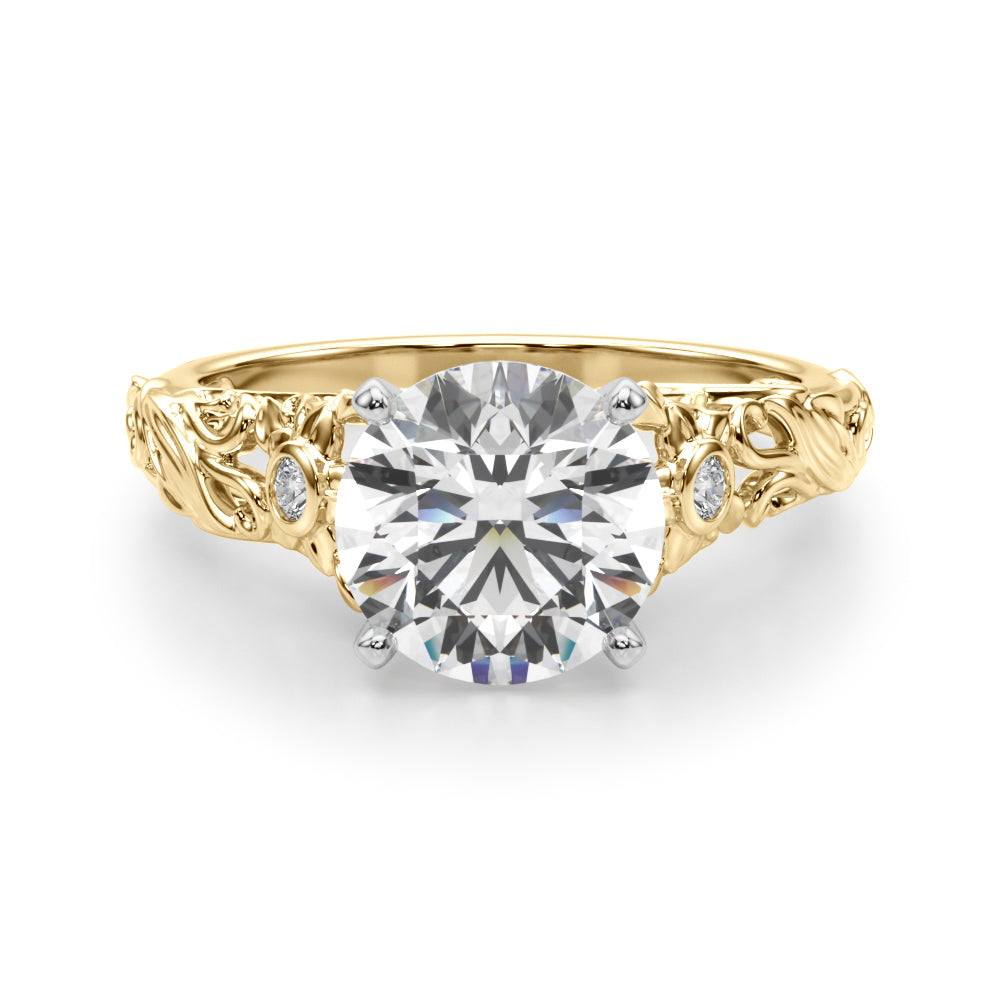 Splendid Center Round Diamond Engagement Ring — 9K/18K Gold & Platinum