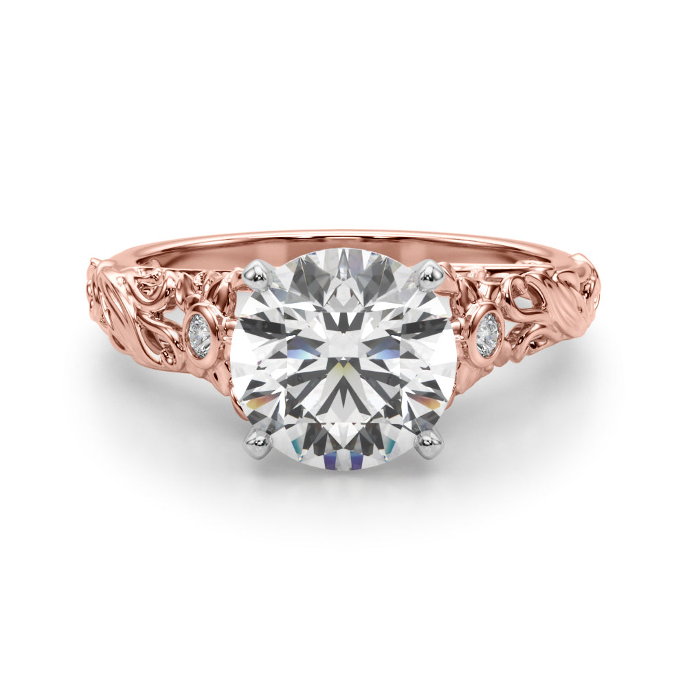 Splendid Center Round Diamond Engagement Ring — 9K/18K Gold & Platinum