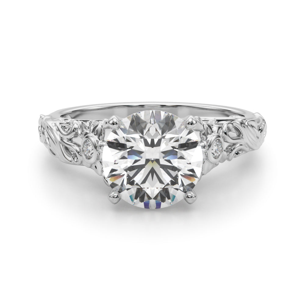 Splendid Center Round Diamond Engagement Ring — 9K/18K Gold & Platinum