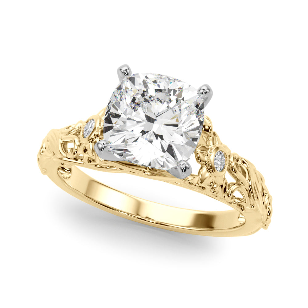 Splendid Center Round Diamond Engagement Ring — 9K/18K Gold & Platinum