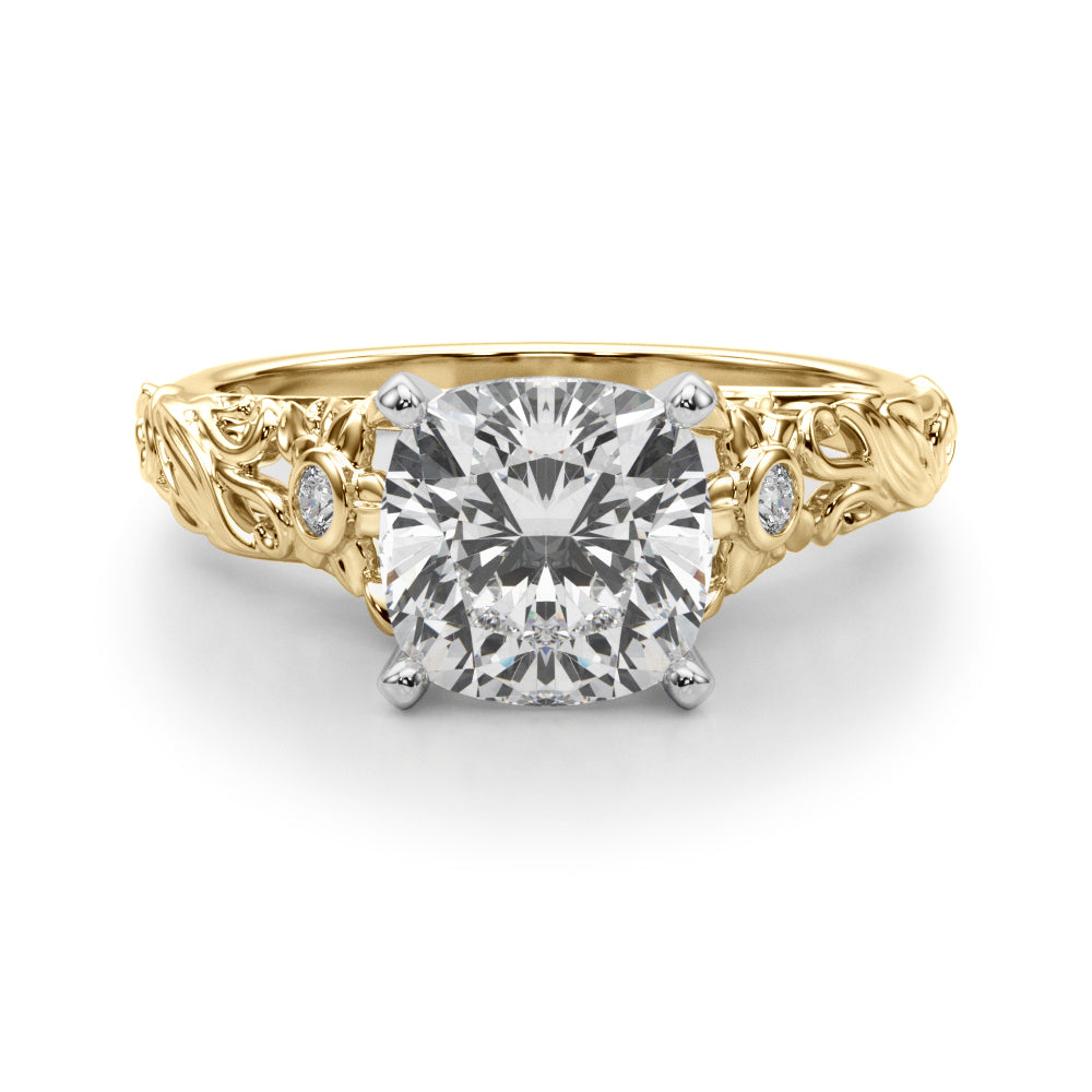 Splendid Center Round Diamond Engagement Ring — 9K/18K Gold & Platinum