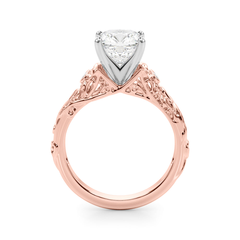 Splendid Center Round Diamond Engagement Ring — 9K/18K Gold & Platinum