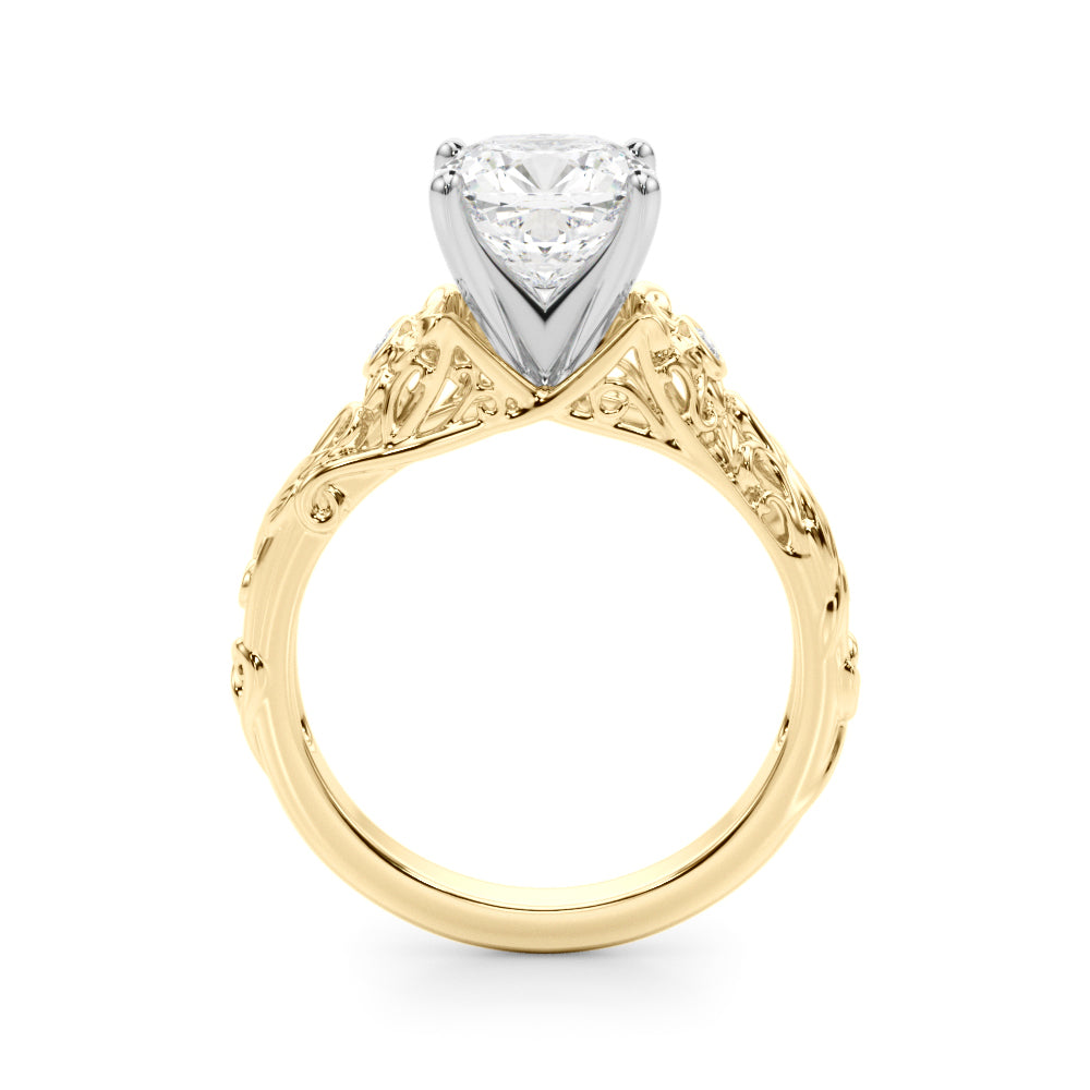 Splendid Center Round Diamond Engagement Ring — 9K/18K Gold & Platinum