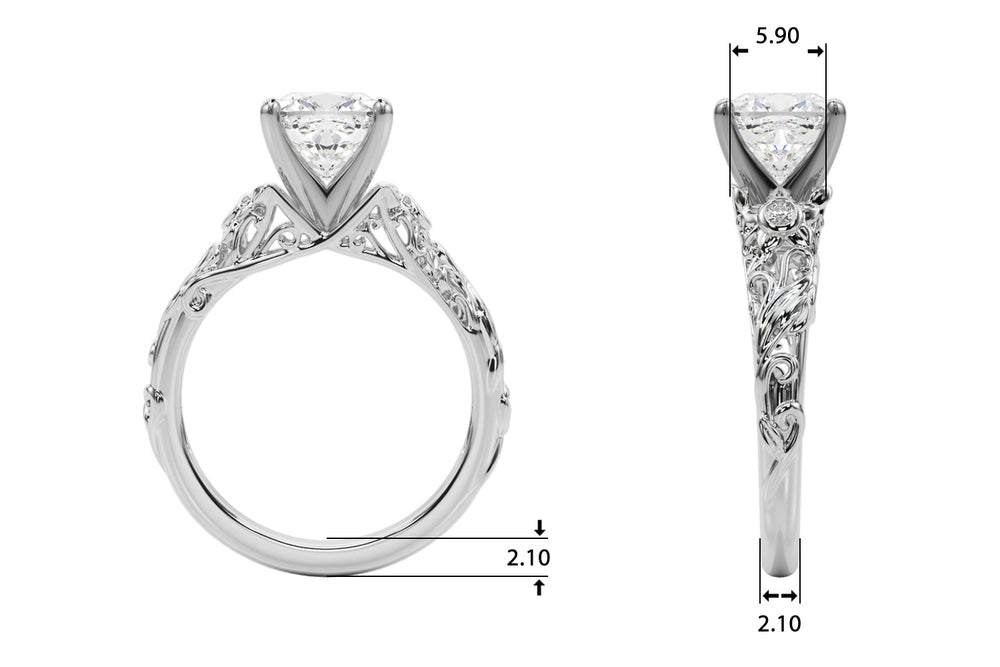 Splendid Center Round Diamond Engagement Ring — 9K/18K Gold & Platinum