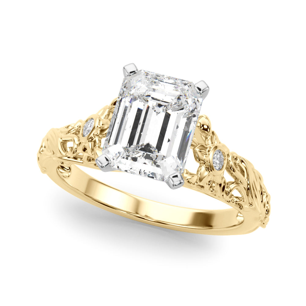 Splendid Center Round Diamond Engagement Ring — 9K/18K Gold & Platinum