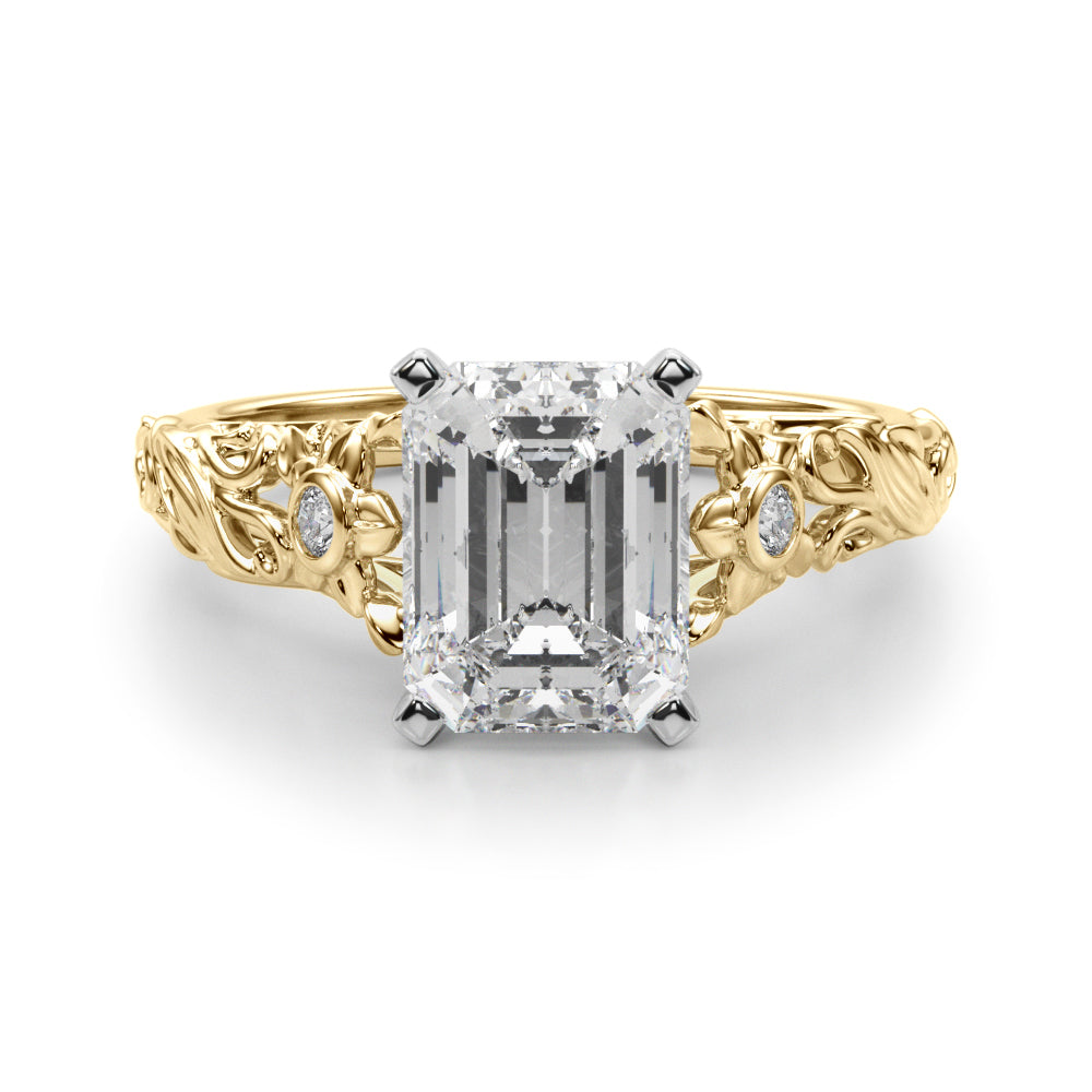 Splendid Center Round Diamond Engagement Ring — 9K/18K Gold & Platinum