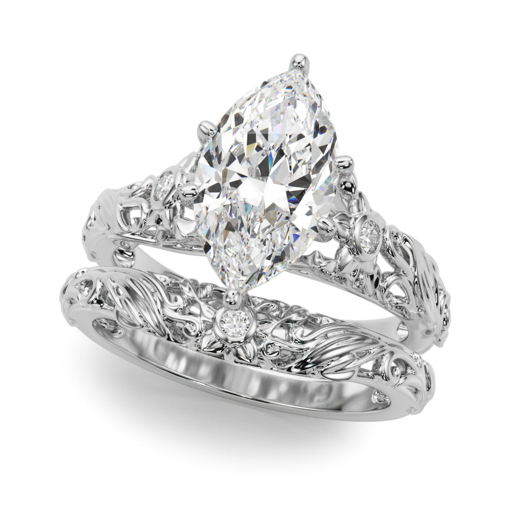 Splendid Center Round Diamond Engagement Ring — 9K/18K Gold & Platinum