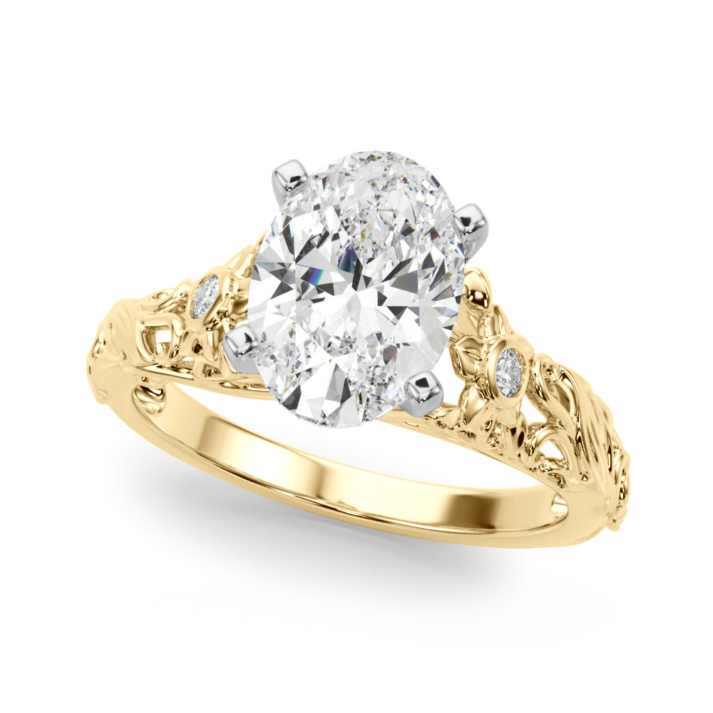 Splendid Center Round Diamond Engagement Ring — 9K/18K Gold & Platinum