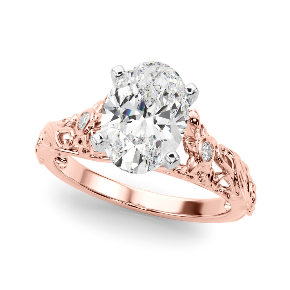 Splendid Center Round Diamond Engagement Ring — 9K/18K Gold & Platinum