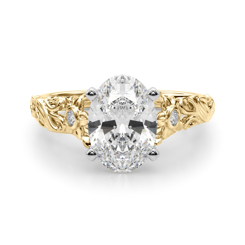 Splendid Center Round Diamond Engagement Ring — 9K/18K Gold & Platinum