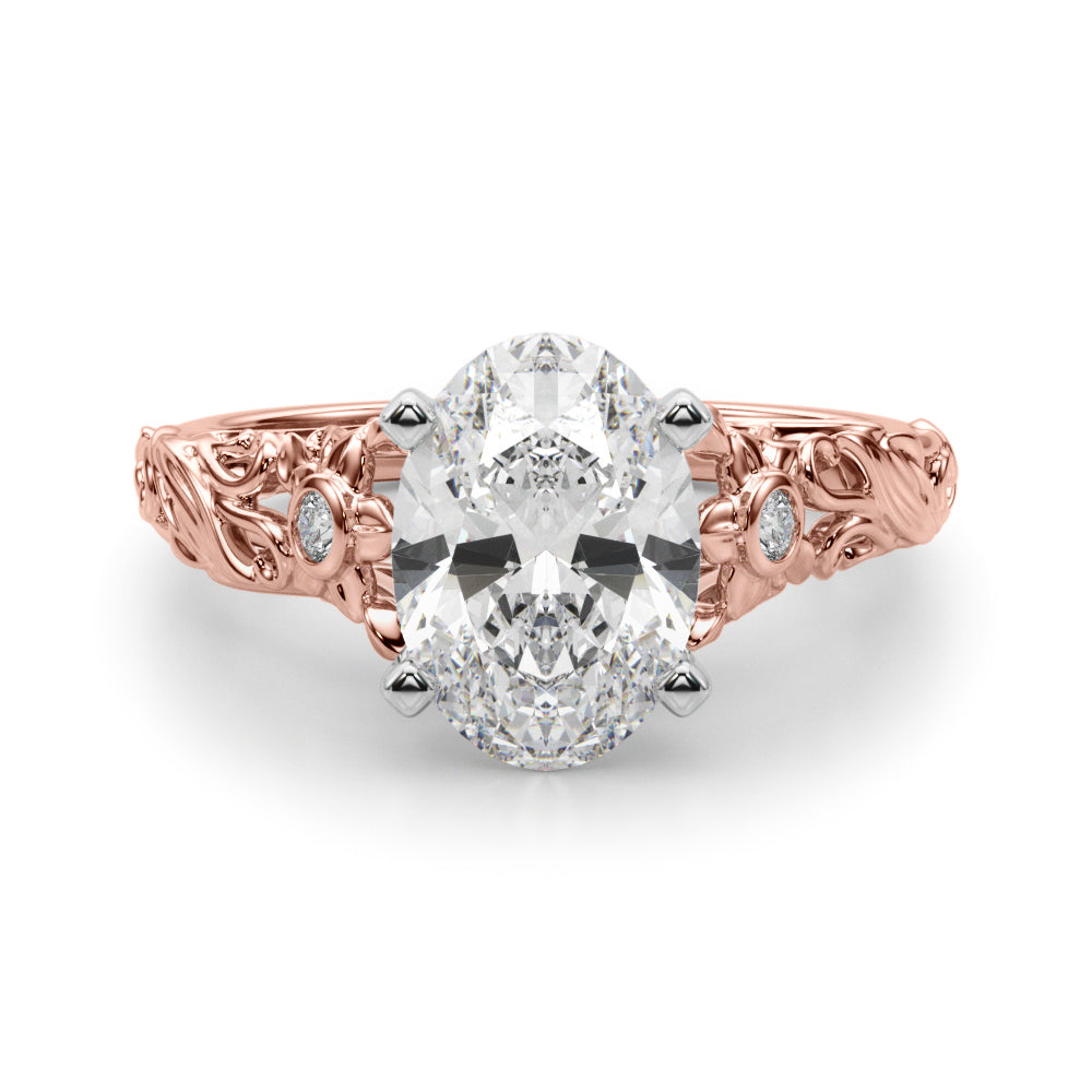 Splendid Center Round Diamond Engagement Ring — 9K/18K Gold & Platinum