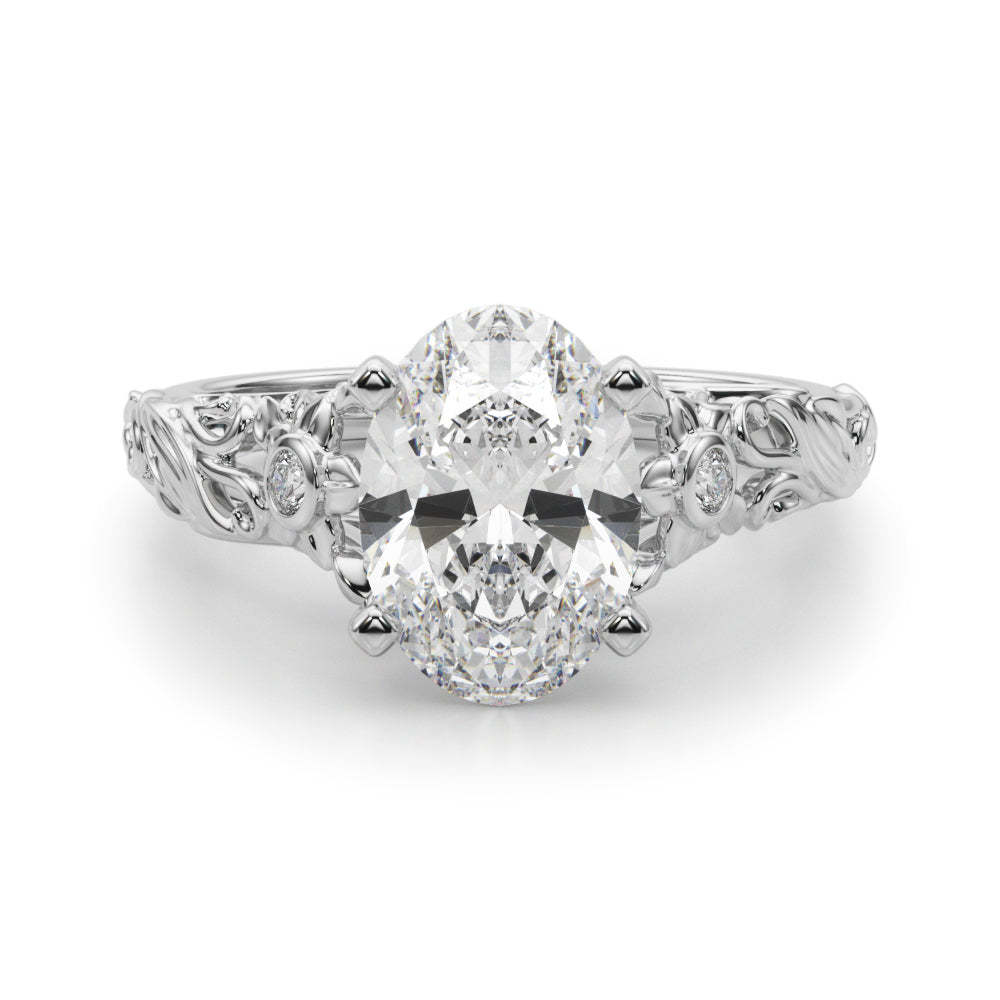 Splendid Center Round Diamond Engagement Ring — 9K/18K Gold & Platinum