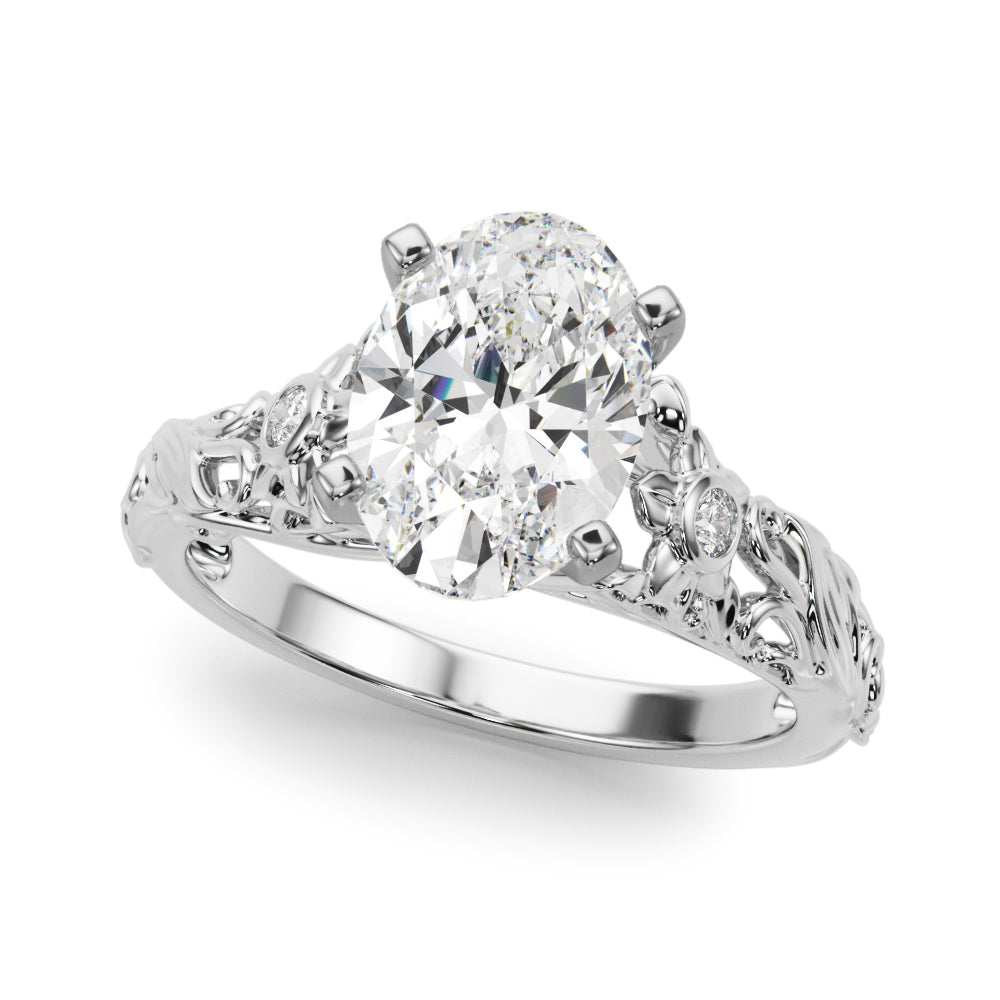 Splendid Center Round Diamond Engagement Ring — 9K/18K Gold & Platinum