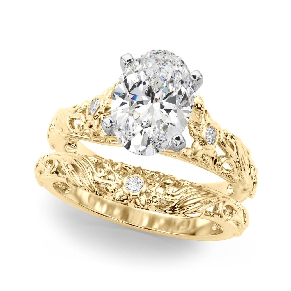 Splendid Center Round Diamond Engagement Ring — 9K/18K Gold & Platinum