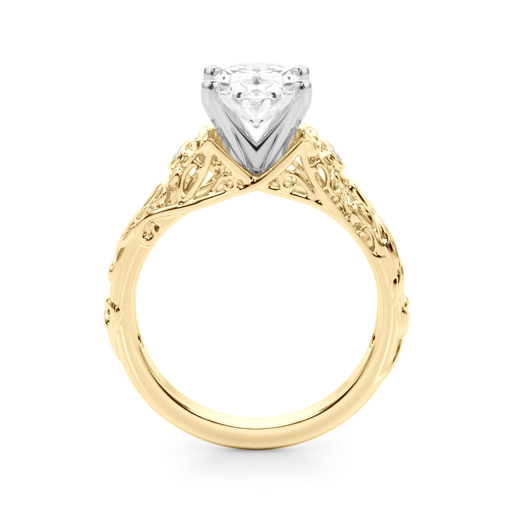 Splendid Center Round Diamond Engagement Ring — 9K/18K Gold & Platinum