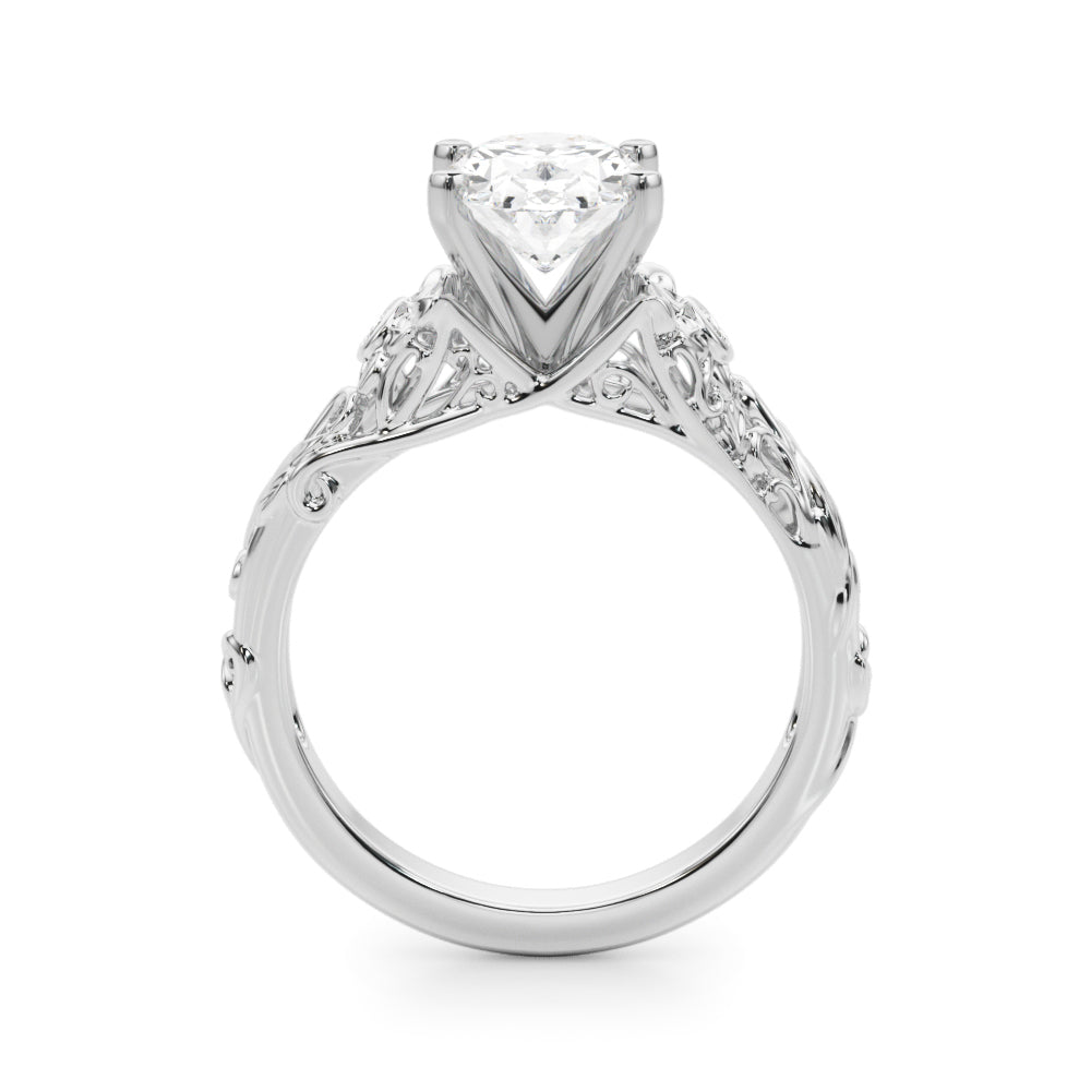 Splendid Center Round Diamond Engagement Ring — 9K/18K Gold & Platinum