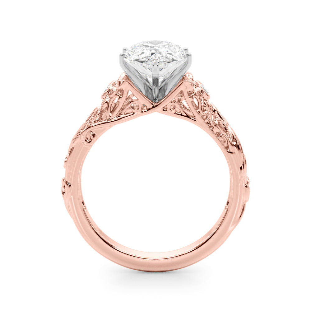 Splendid Center Round Diamond Engagement Ring — 9K/18K Gold & Platinum