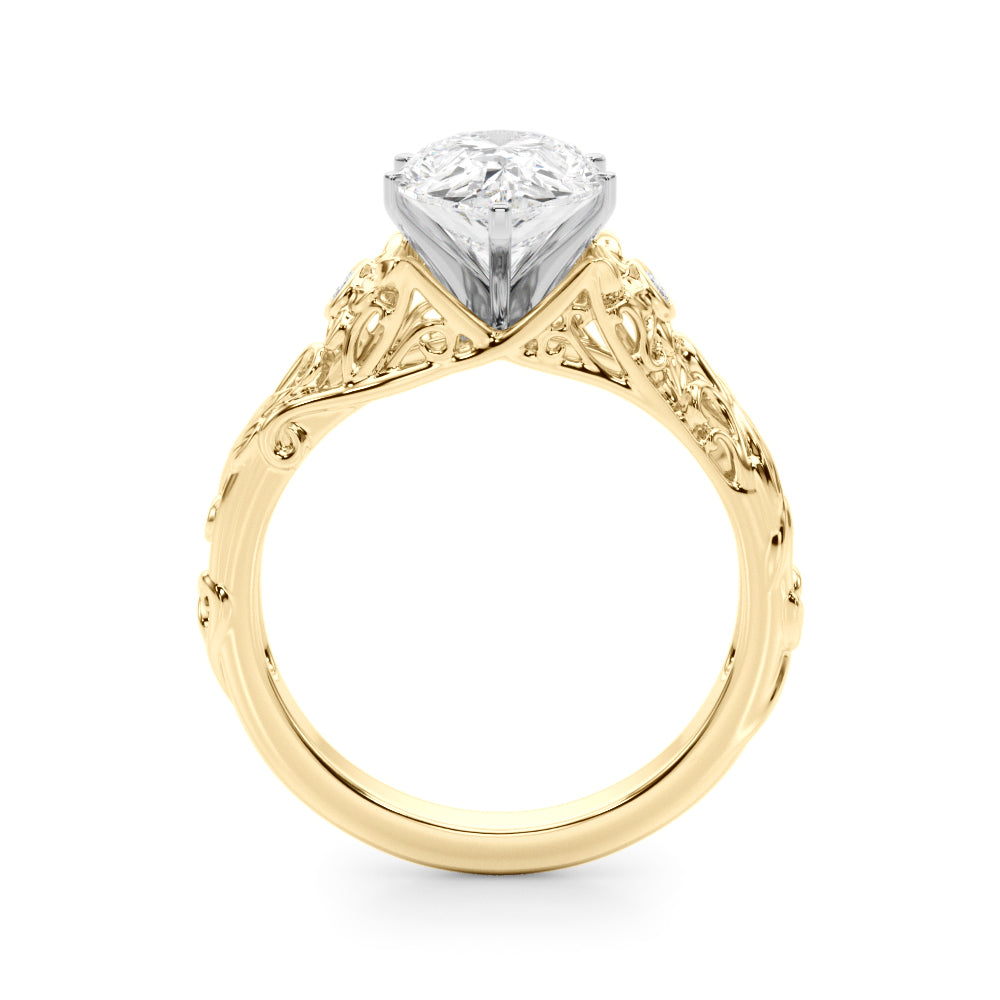 Splendid Center Round Diamond Engagement Ring — 9K/18K Gold & Platinum