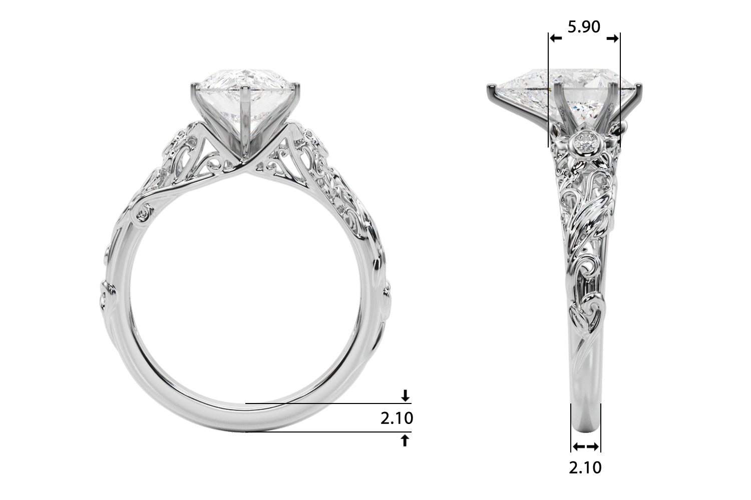Splendid Center Round Diamond Engagement Ring — 9K/18K Gold & Platinum