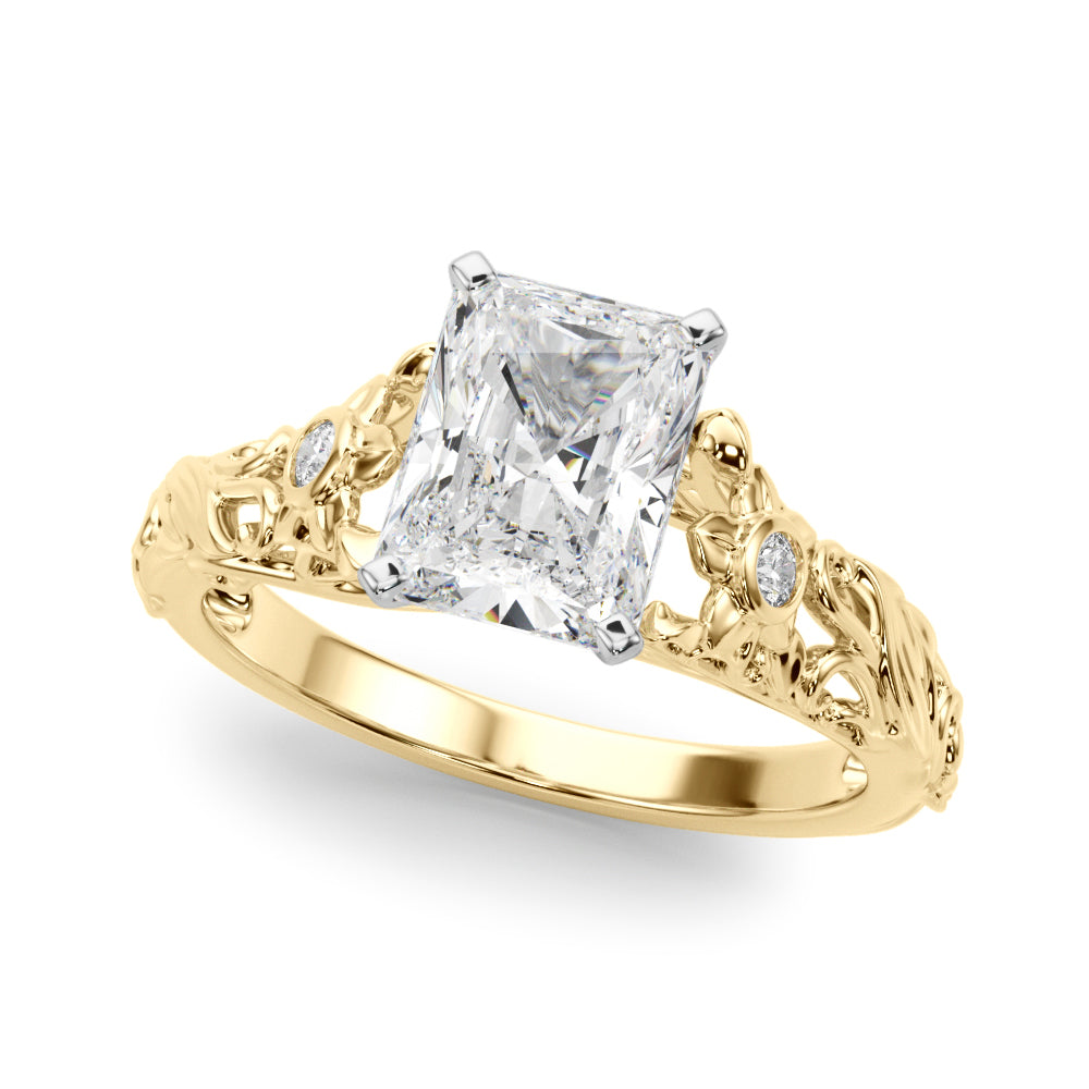 Splendid Center Round Diamond Engagement Ring — 9K/18K Gold & Platinum