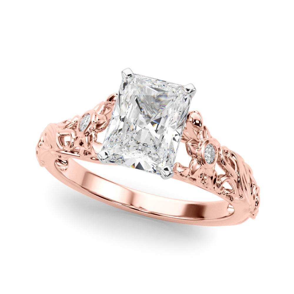 Splendid Center Round Diamond Engagement Ring — 9K/18K Gold & Platinum