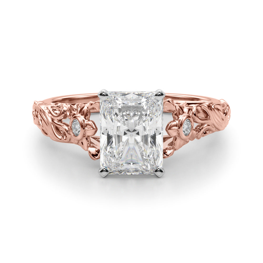 Splendid Center Round Diamond Engagement Ring — 9K/18K Gold & Platinum