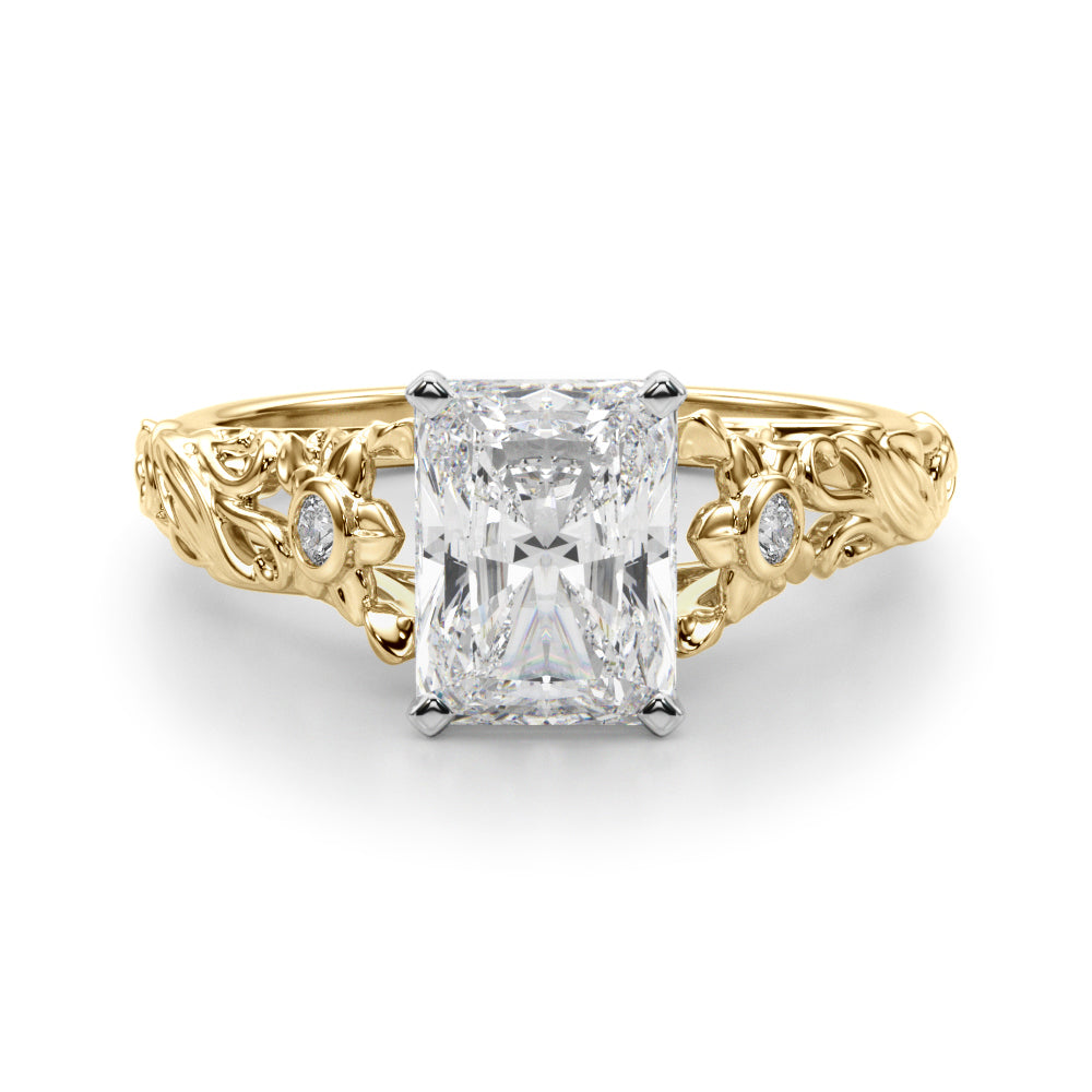 Splendid Center Round Diamond Engagement Ring — 9K/18K Gold & Platinum