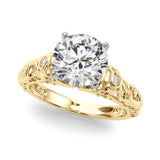 Enchanted Center Round Diamond Engagement Ring — 9K/18K Gold & Platinum