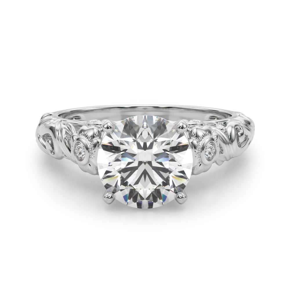 Enchanted Center Round Diamond Engagement Ring — 9K/18K Gold & Platinum