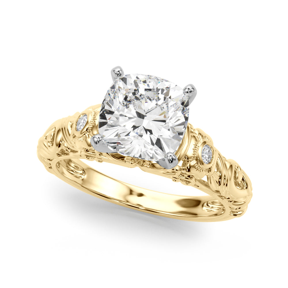 Enchanted Center Round Diamond Engagement Ring — 9K/18K Gold & Platinum