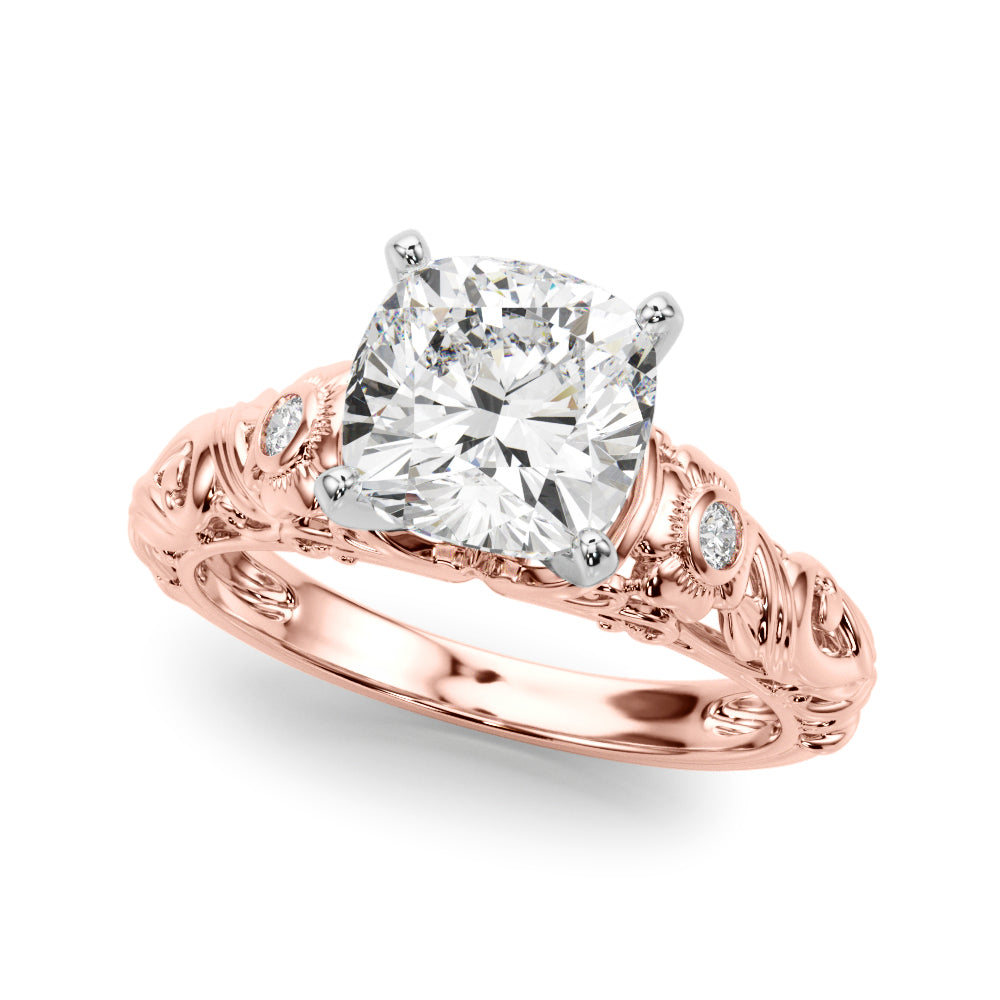 Enchanted Center Round Diamond Engagement Ring — 9K/18K Gold & Platinum