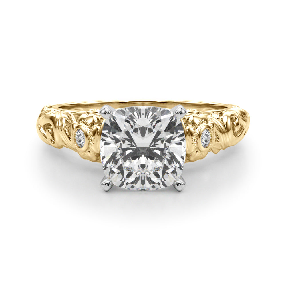 Enchanted Center Round Diamond Engagement Ring — 9K/18K Gold & Platinum