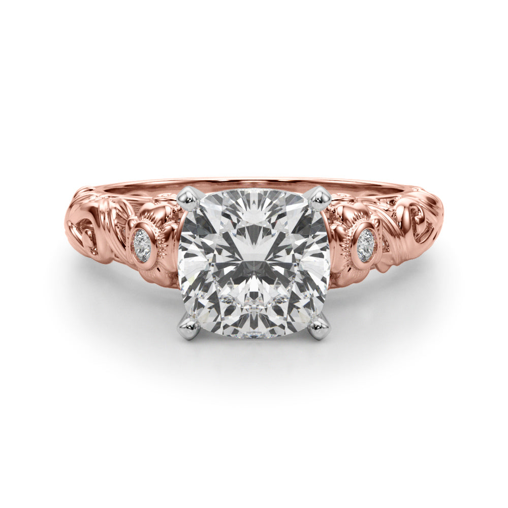 Enchanted Center Round Diamond Engagement Ring — 9K/18K Gold & Platinum