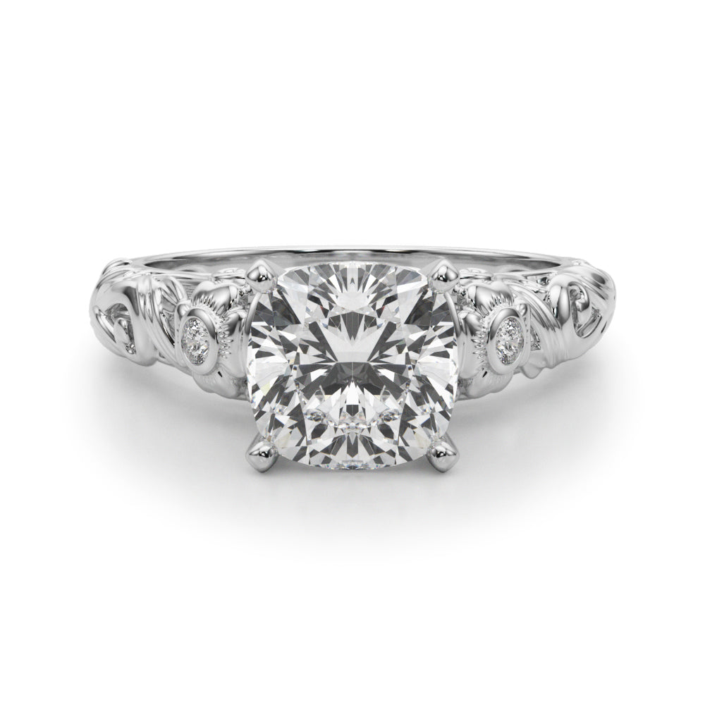 Enchanted Center Round Diamond Engagement Ring — 9K/18K Gold & Platinum