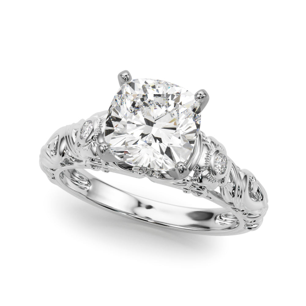 Enchanted Center Round Diamond Engagement Ring — 9K/18K Gold & Platinum