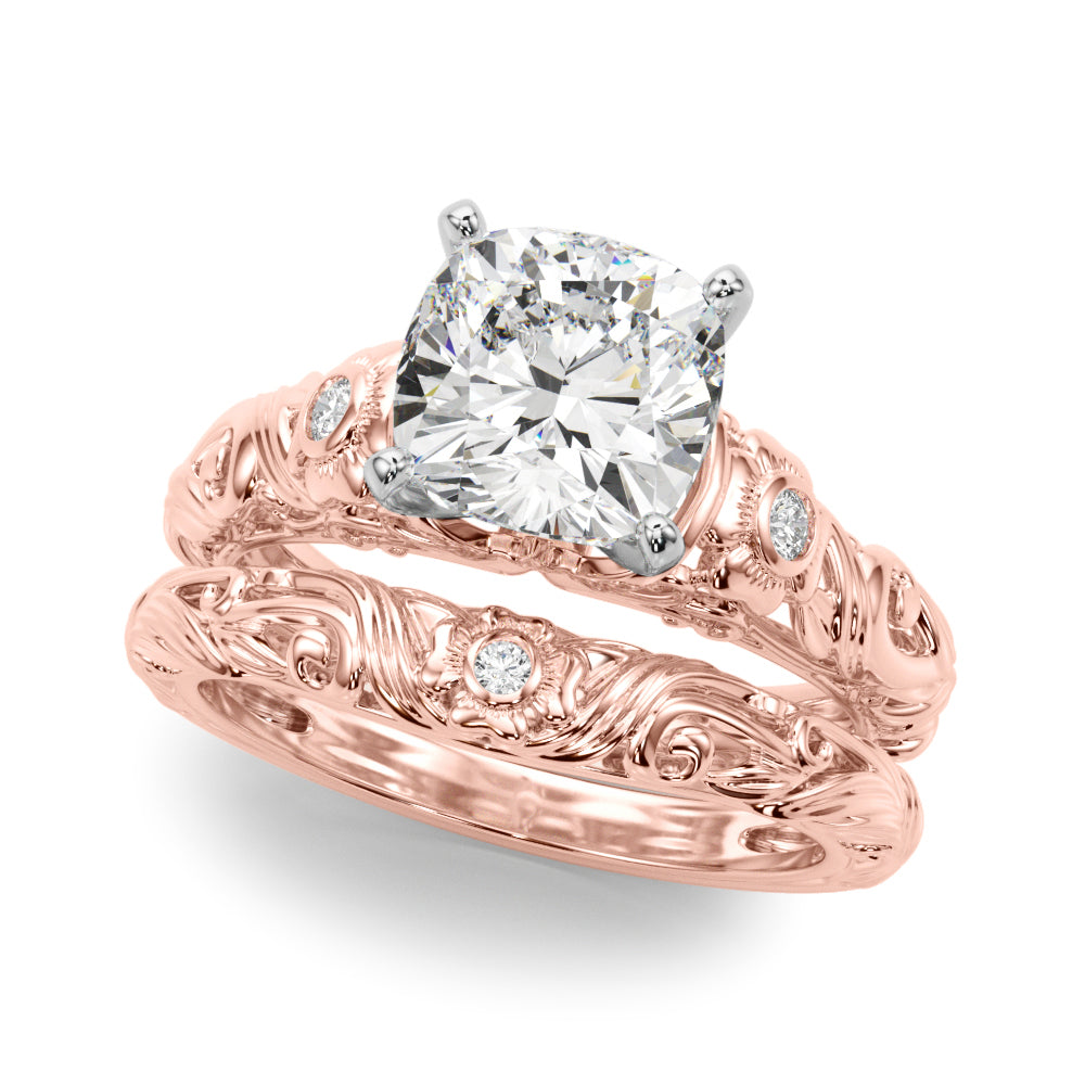 Enchanted Center Round Diamond Engagement Ring — 9K/18K Gold & Platinum