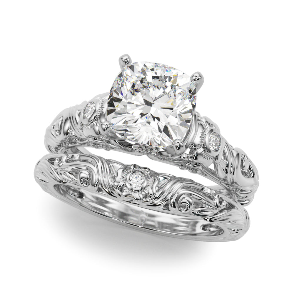 Enchanted Center Round Diamond Engagement Ring — 9K/18K Gold & Platinum