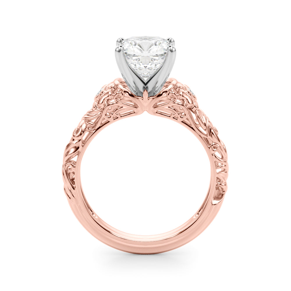 Enchanted Center Round Diamond Engagement Ring — 9K/18K Gold & Platinum