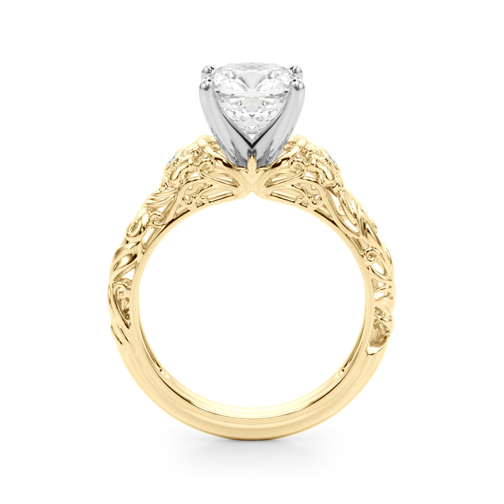 Enchanted Center Round Diamond Engagement Ring — 9K/18K Gold & Platinum