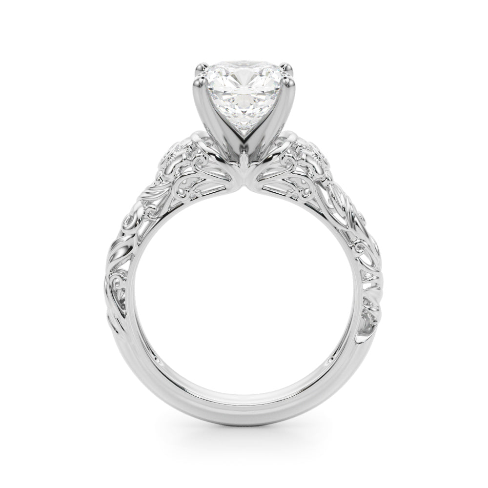 Enchanted Center Round Diamond Engagement Ring — 9K/18K Gold & Platinum