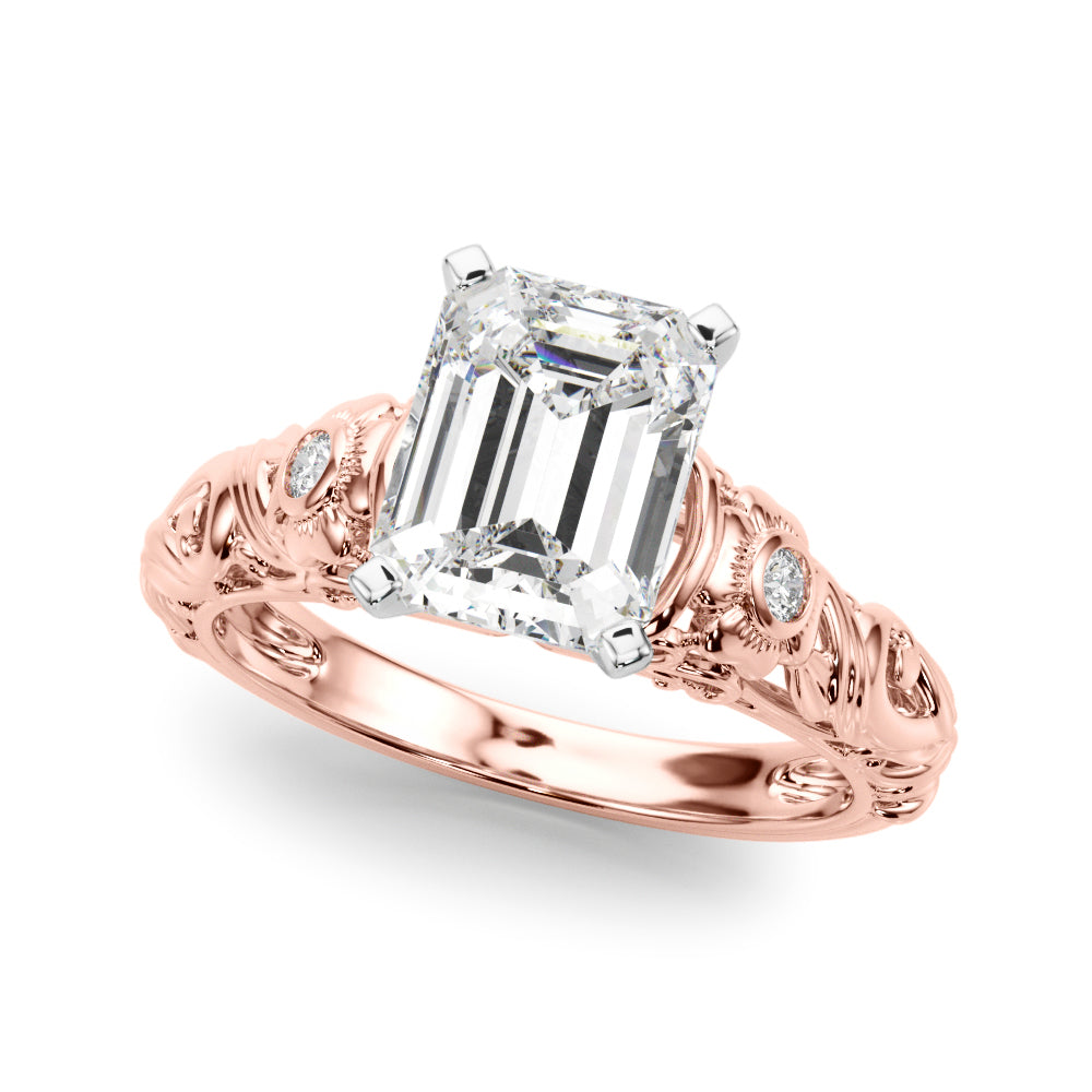 Enchanted Center Round Diamond Engagement Ring — 9K/18K Gold & Platinum