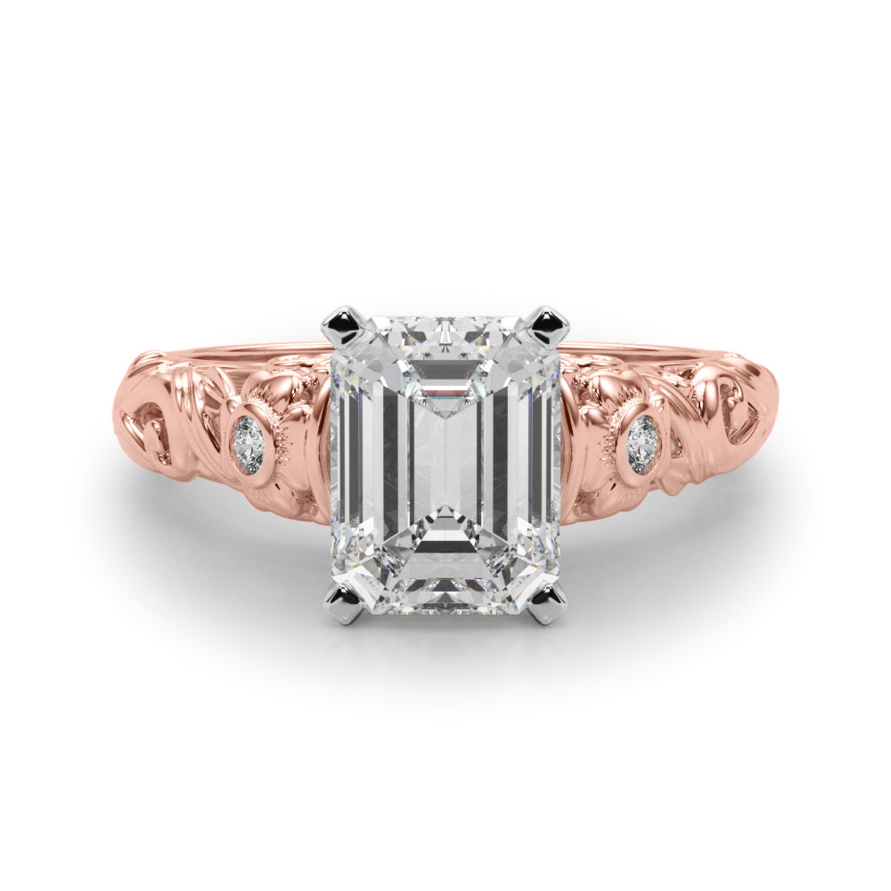 Enchanted Center Round Diamond Engagement Ring — 9K/18K Gold & Platinum