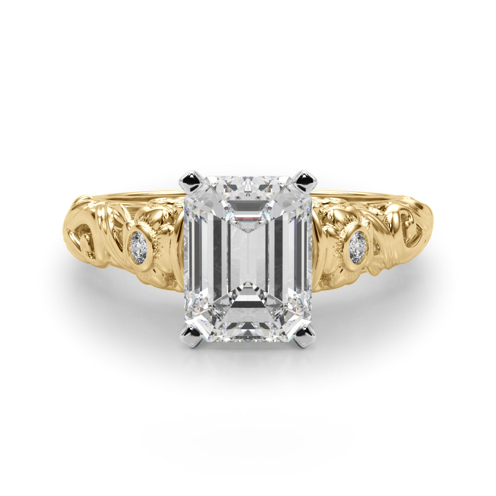 Enchanted Center Round Diamond Engagement Ring — 9K/18K Gold & Platinum